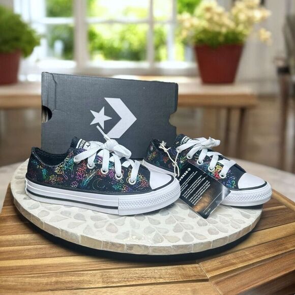 Converse Chuck Taylor All Star CTAS Low PS “Butterfly Shine” Kids Size 11 - Picture 7 of 15